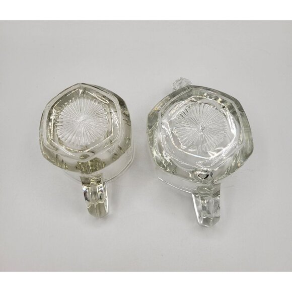 Pressed Glass Open Sugar and Creamer Set Vintage Wide Panels Heavy Thick Glass - Picture 6 of 9